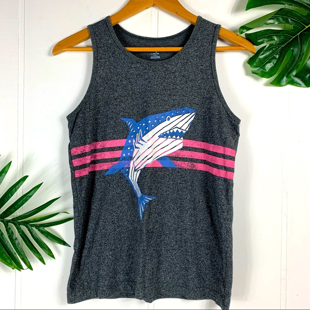 CAT & JACK Youth Gray Shark Graphic Tank Top Large - Picture 1 of 4